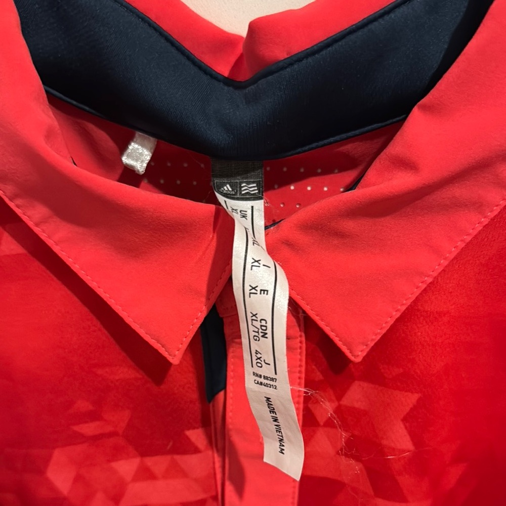 Adidas Red Casual Button Down Shirt Vibrant Design